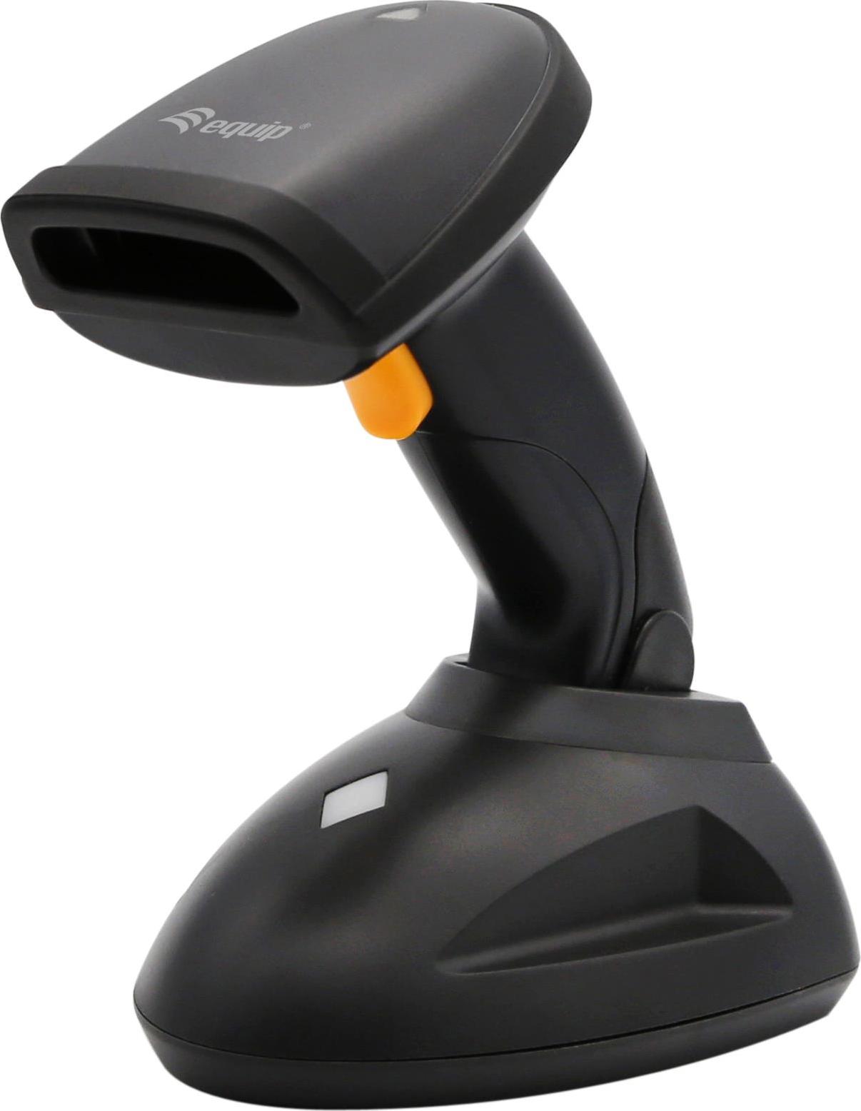 Equip Drahtloser 2D-Barcodescanner - Weite Entfernung - mit Ständer - Tragbares Barcodelesegerät - 1D/2D - LED - Codabar - Code 11 - Code 128 - Code 39 - Code 93 - EAN 128 - EAN-13 - EAN-8 - GS1 DataBar - ISBN - ISSN,... - Datenmatrix - PDF417 - QR C