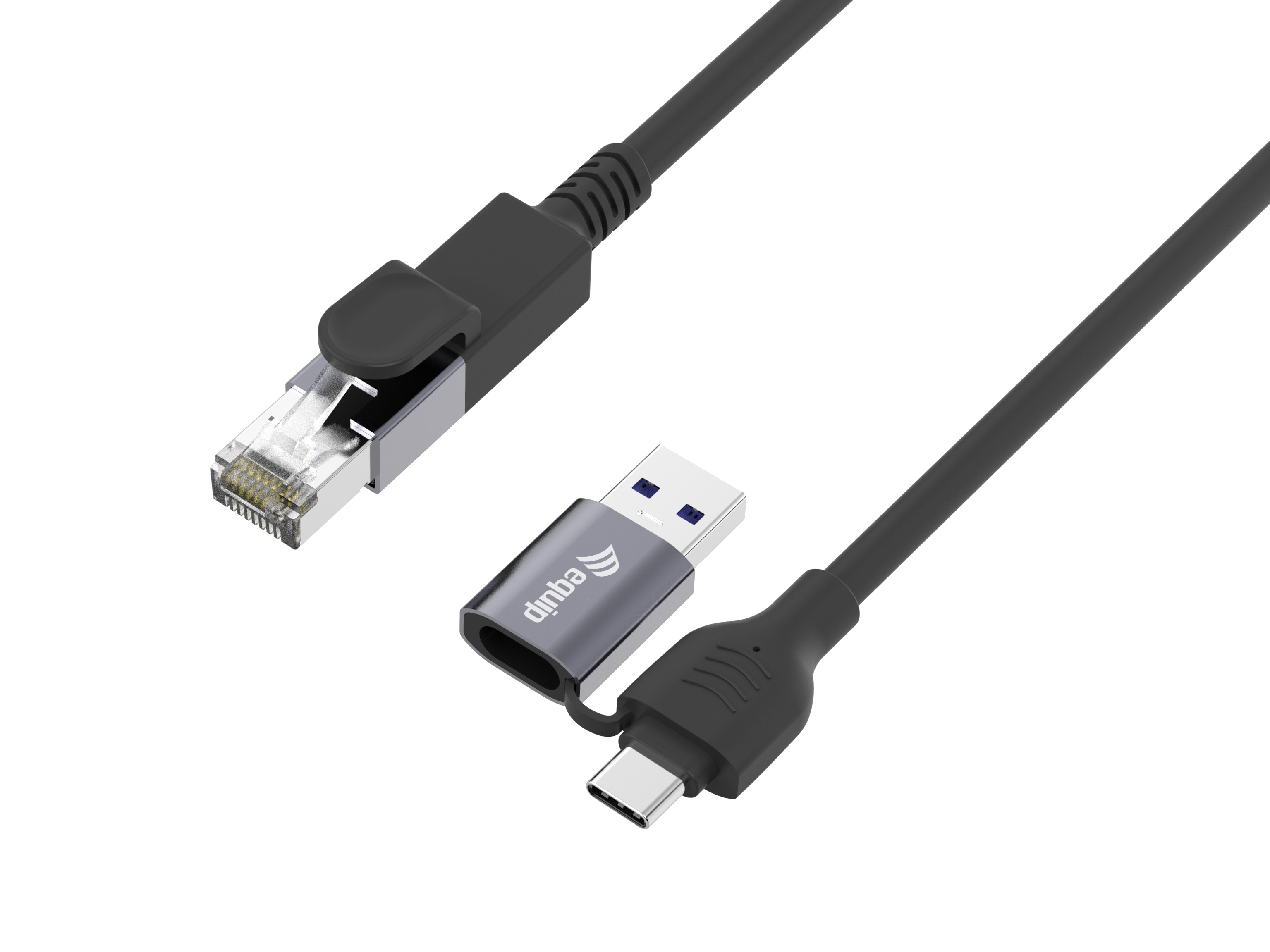 Equip Adapter GigaBit USB-C+A->RJ45 St/St 3.00m schwarz (133103)