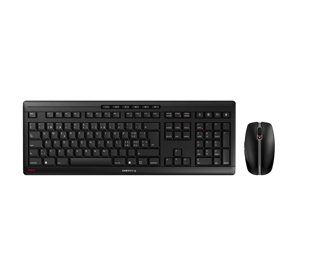 CHERRY Stream Desktop Recharge Tastatur RF Wireless QWERTZ Schweiz Schwarz (JD-8560CH-2)