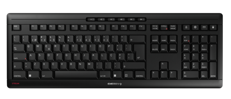 CHERRY STREAM KEYBOARD WIRELESS - Tastatur - 100% - full size - kabellos - 2.4 GHz - QWERTY - Portugiesisch - Tastenschalter: CHERRY SX - Schwarz (JK-8550PO-2)