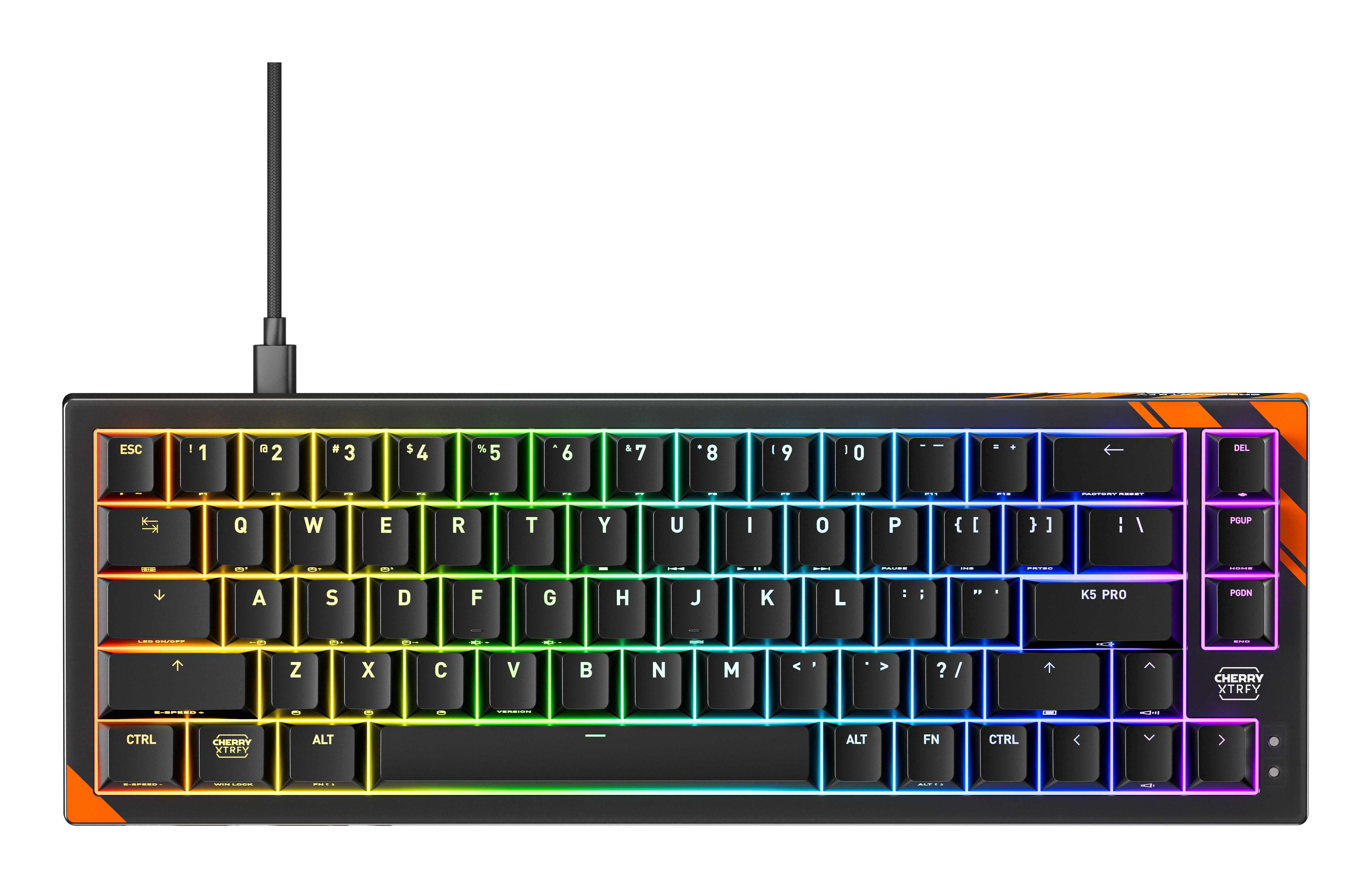 Cherry K5 PRO TMR COMPACT Gaming Tastatur US-Layout QWERTY Schwarz/Orange 65%
