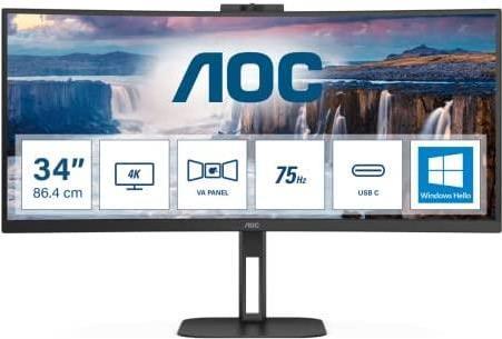 AOC Value-line CU34V5CW/BK 86,4 cm 86,40cm (34) Curved TFT [Energieklasse G] (CU34V5CW/BK)