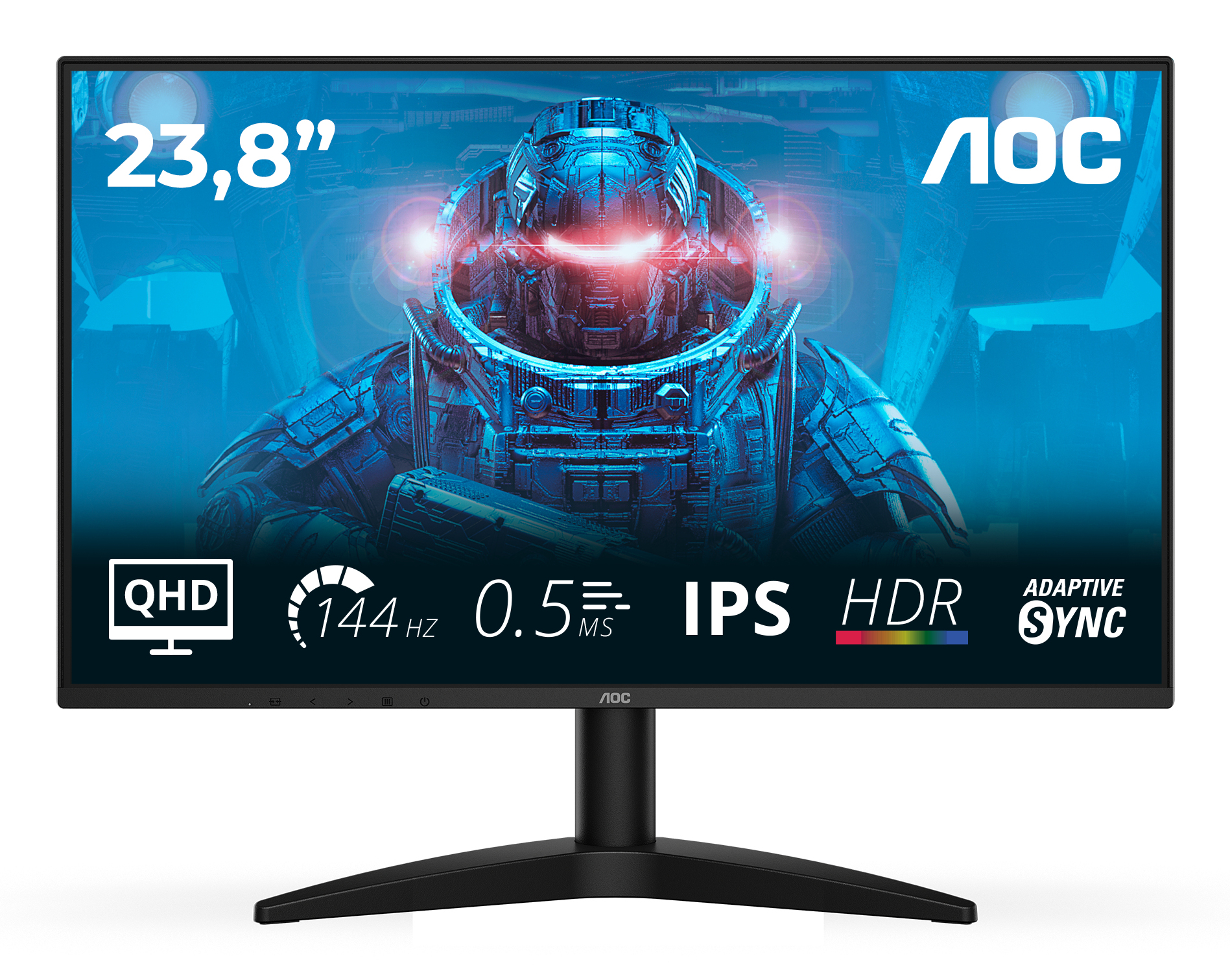 AOC Basic-line Q24B36X - B3 Series - Gaming LED-Monitor - 61 cm (24) (23.8 sichtbar) - 2560 x 1440 QHD @ 144 Hz - IPS - 300 cd/m² - 1300:1 - HDR10 - 0.5 ms - HDMI, DisplayPort - Schwarz (Q24B36X)