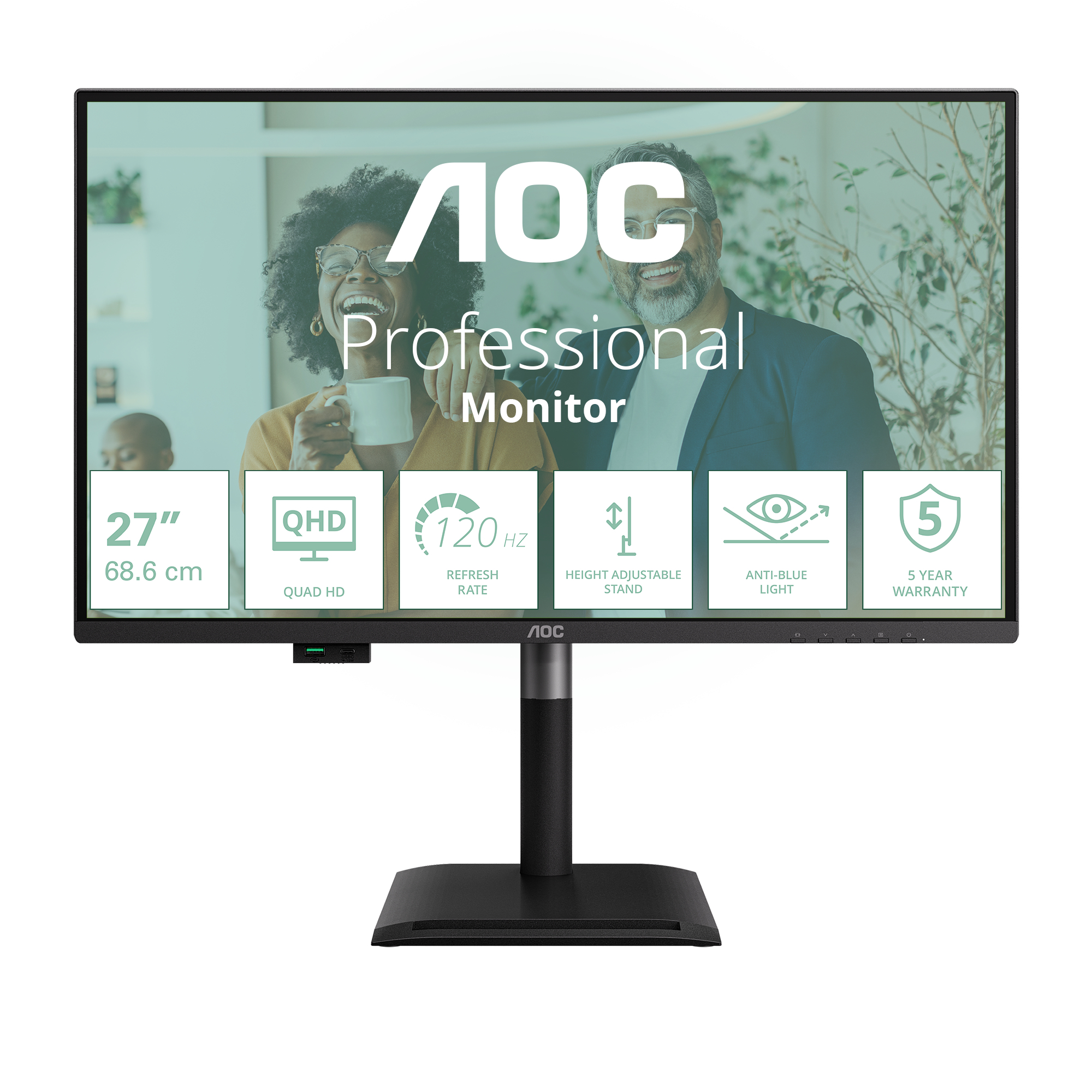 AOC Q27P4CV LED-Monitor 68,6?cm (27) QHD  HDMI/DP/USB?C/LAN  Schwarz