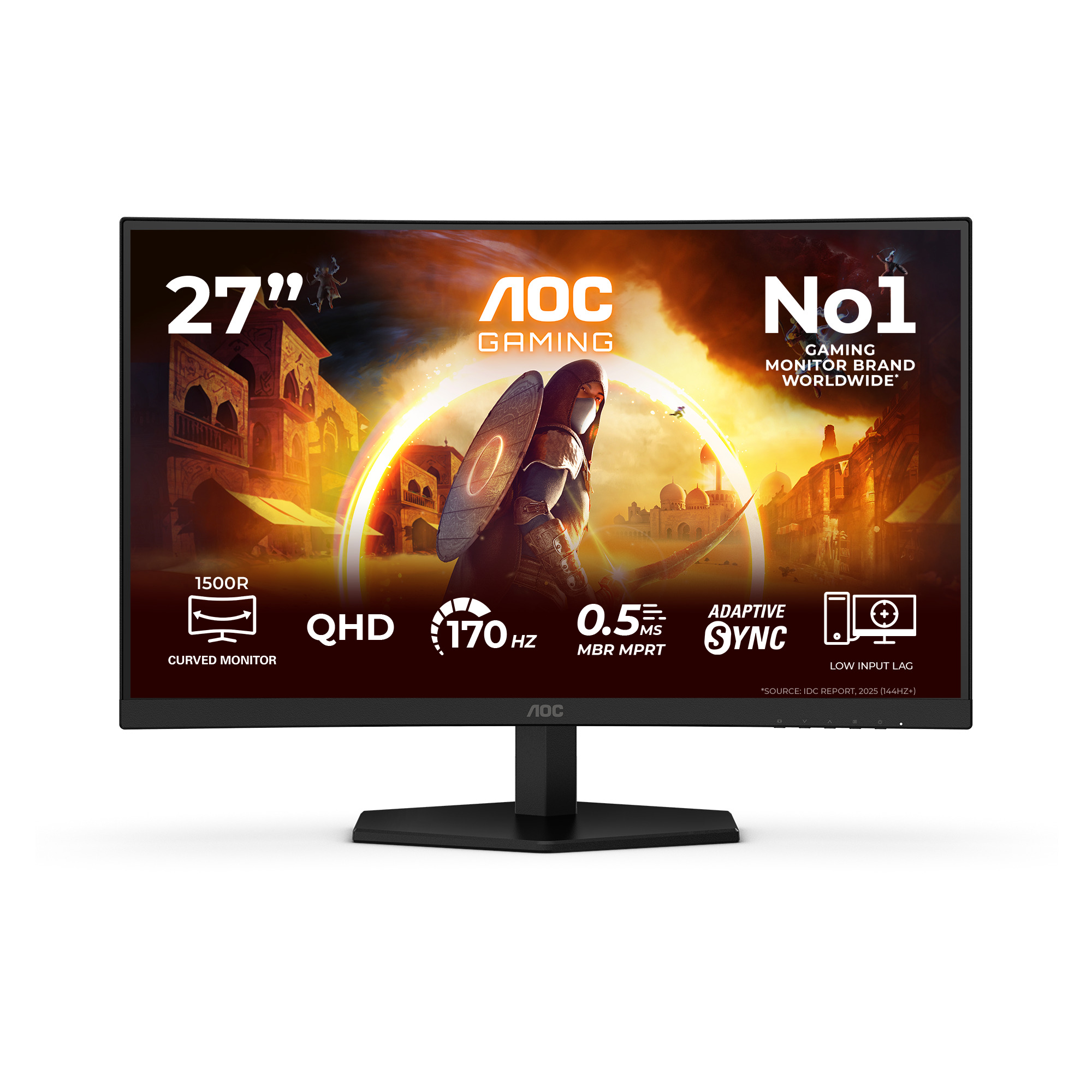 AOC Gaming CQ27G42FE - LED-Monitor - Gaming - 68.6 cm (27) - 2560 x 1440 QHD @ 144 Hz - VA - 3000:1 - 0.5 ms - HDMI, DisplayPort - Lautsprecher (CQ27G42FE)