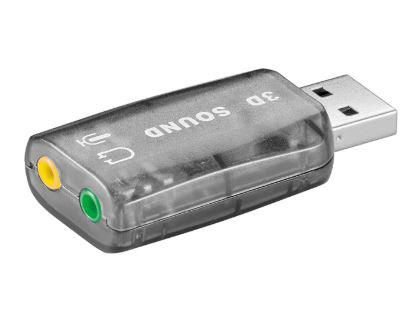 Wentronic Goobay USB 2.0 Soundkarte, Transparent - zum Anschluss von Mikrofonen und Lautsprechern (68878)