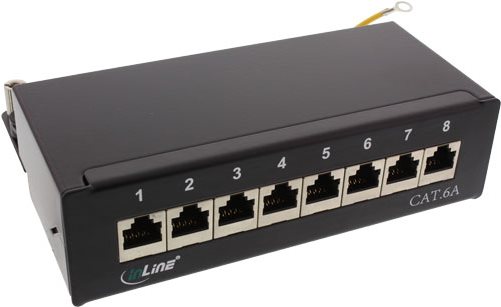 InLine - Patch Panel - RJ-45 X 8 - Schwarz, RAL 9005 (76808S)