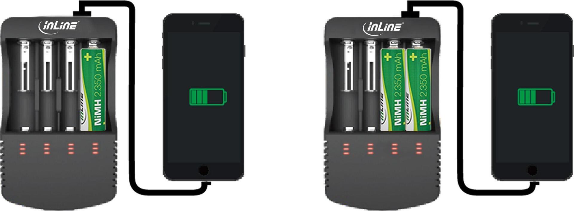 Ladegerät für Lithium und NiCd+NiMH Akkus - mit Powerbank-Funktion (01287L)