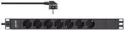 InLine® 48,30cm (19) Steckdosenleiste, 7-fach Schutzkontakt, ohne Schalter, 2m, schwarz (16417I)
