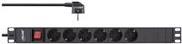 InLine® 48,30cm (19) Steckdosenleiste, 6-fach Schutzkontakt, mit Schalter, 2m, schwarz (16415S)