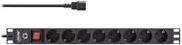InLine® 48,30cm (19) Steckdosenleiste, 8-fach Schutzkontakt, C14 Stecker, Überlastschutz (16428S)