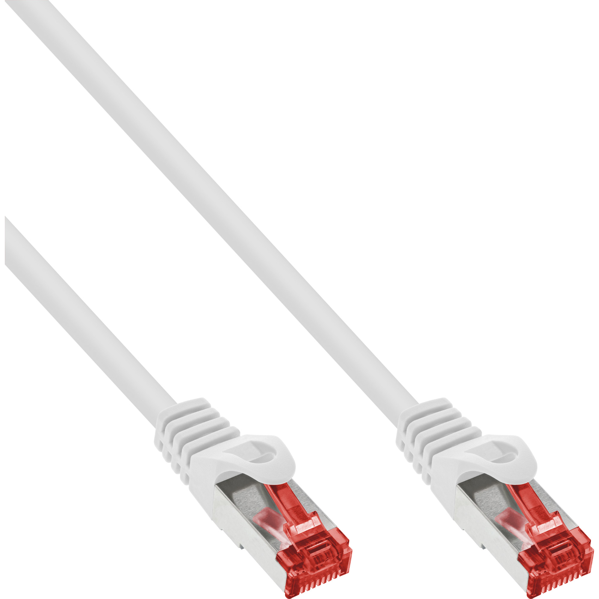 InLine - Patch-Kabel - RJ-45 (M) zu RJ-45 (M) - 1,0m - SFTP, PiMF - CAT 6 - geformt, ohne Haken - weiß (Packung mit 70) (B-76111W)