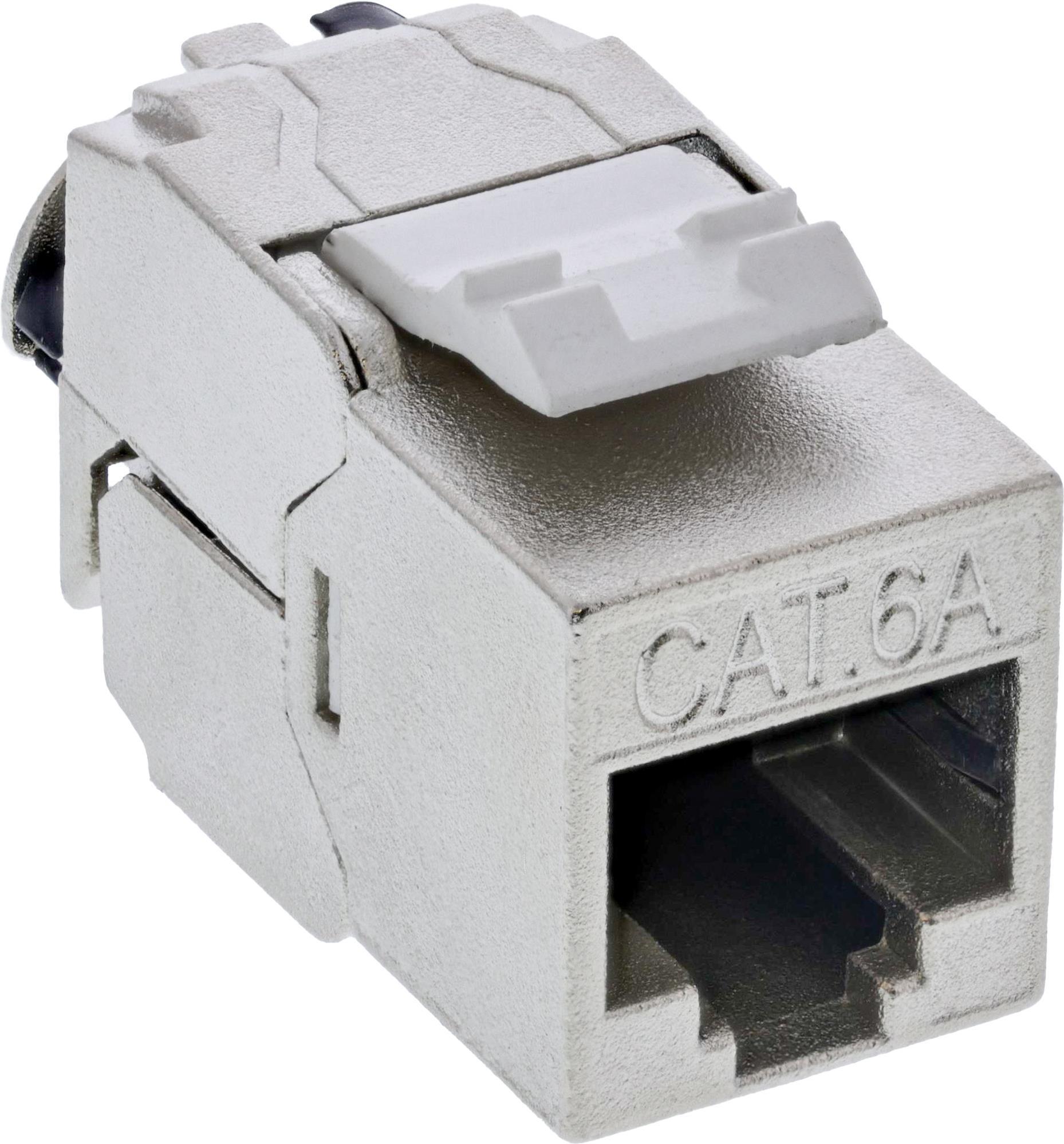 24er Bulk-Pack InLine® Keystone RJ45 Buchse Slim, SNAP-In, Cat.6A, integrierter Kabelbinder (B-76202P)