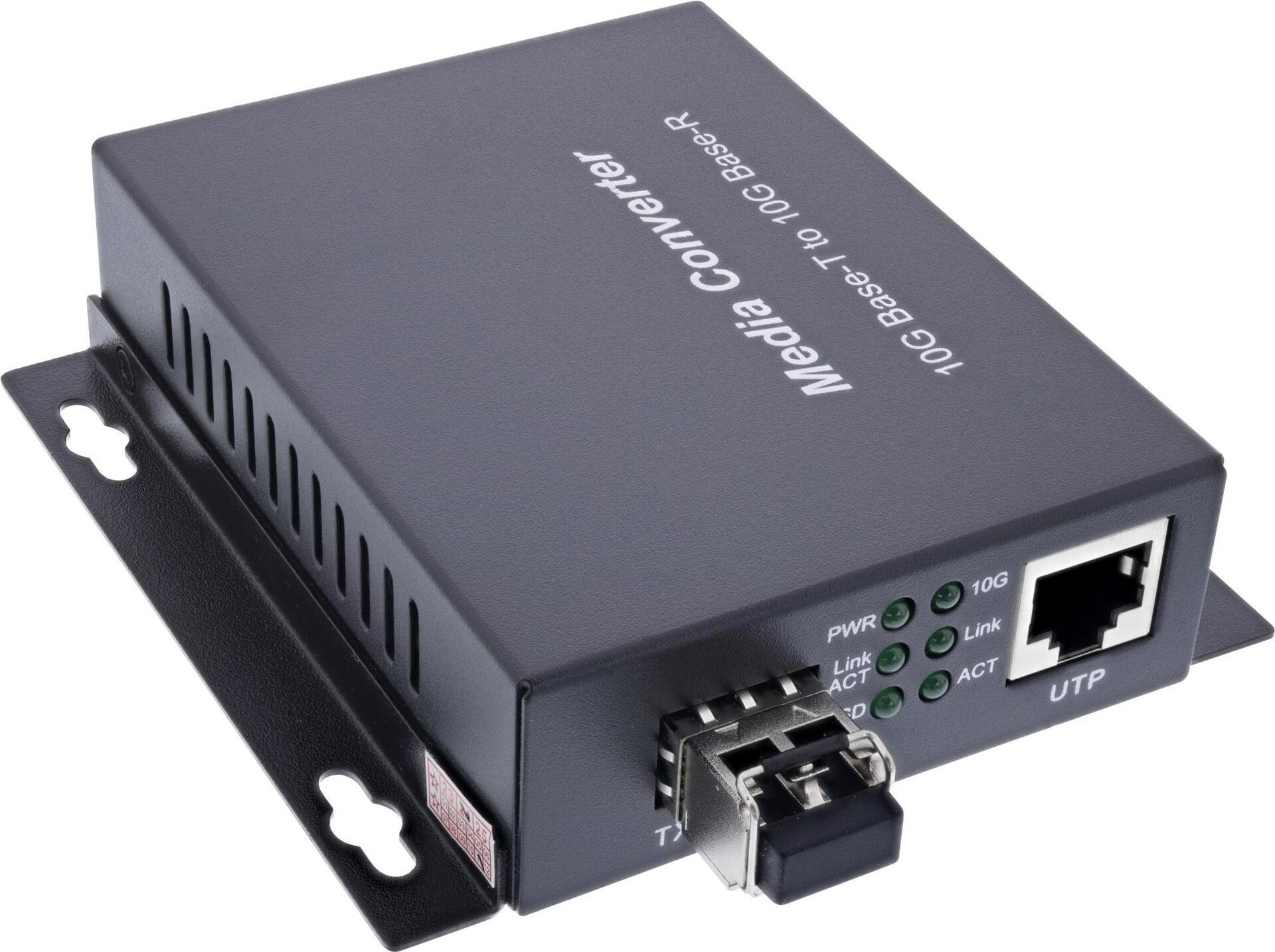 InLine Netzwerk Media Konverter 10Gb/s TP zu SFP+ LWL fuer LC Duplex MM (66659E)