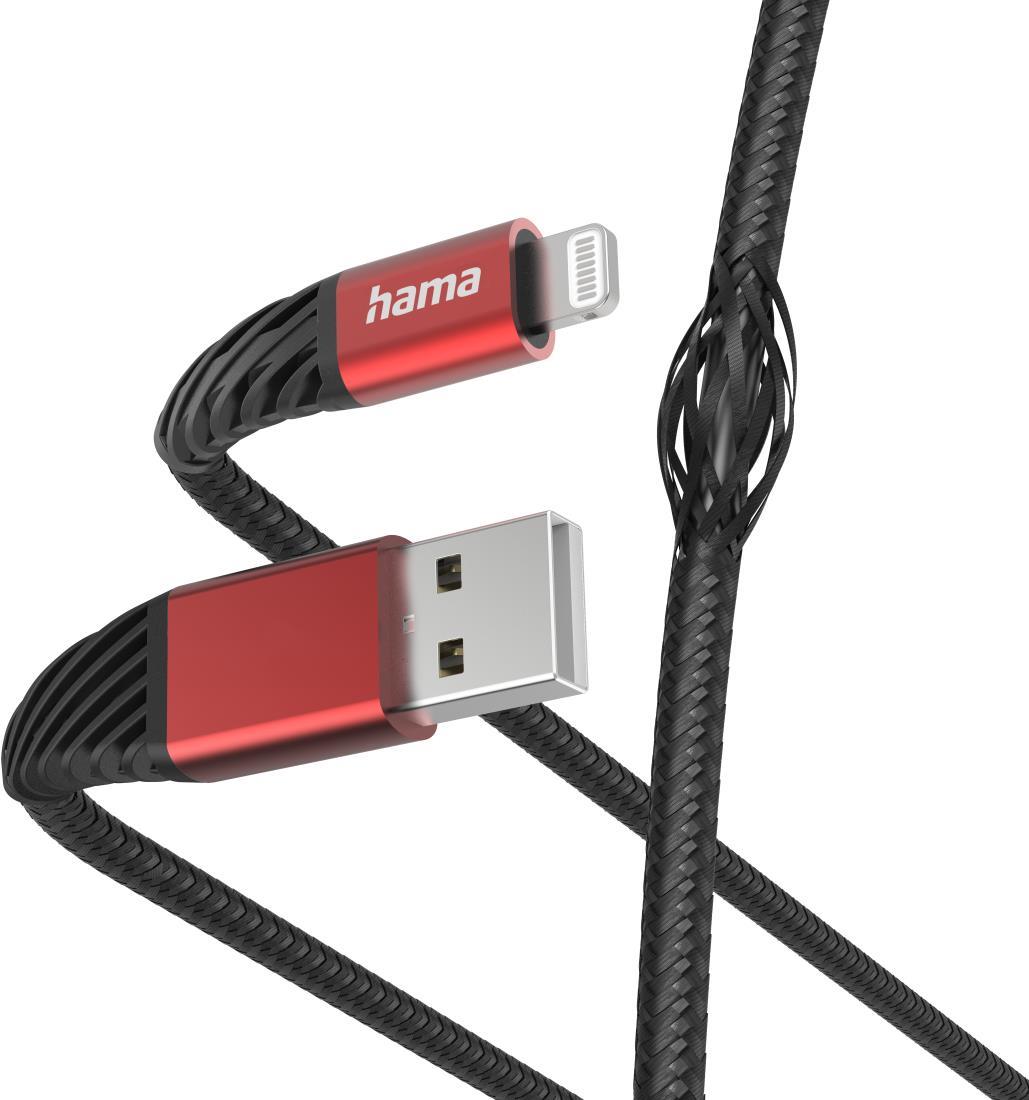 Hama Extreme - 1,5 m - Lightning - USB A - Männlich - Männlich - Schwarz - Rot (00201538)