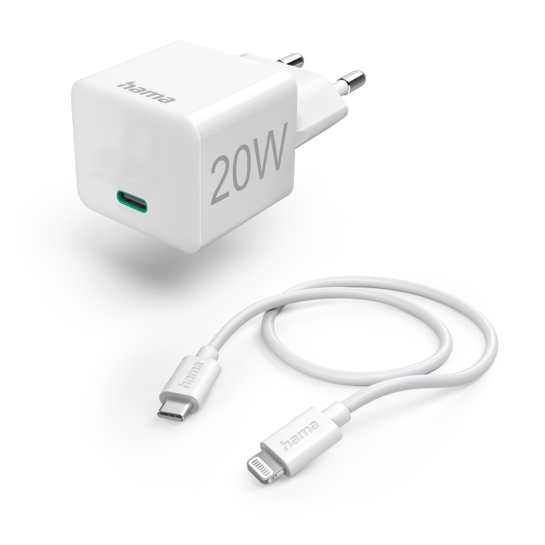 Schnellladegerät (20W) mit Lightning-Ladekabel (1m) weiss