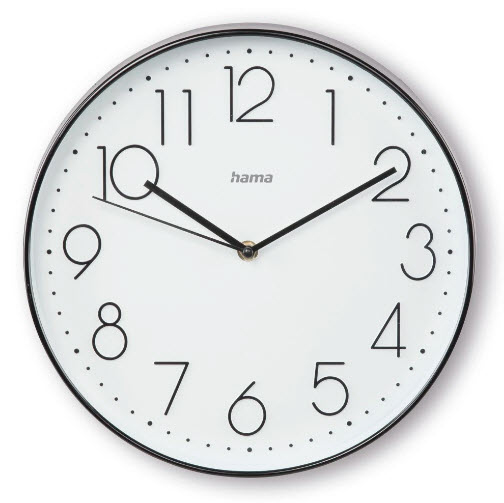 hama Wanduhr Korsika weiß schwarz Kunststoff, Ø 30,0 cm