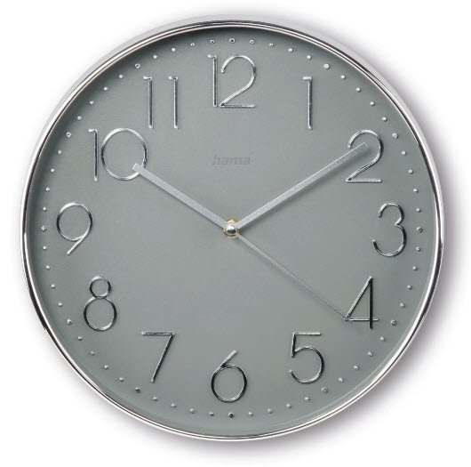 hama Wanduhr Korsika grau silber Kunststoff, Ø 30,0 cm