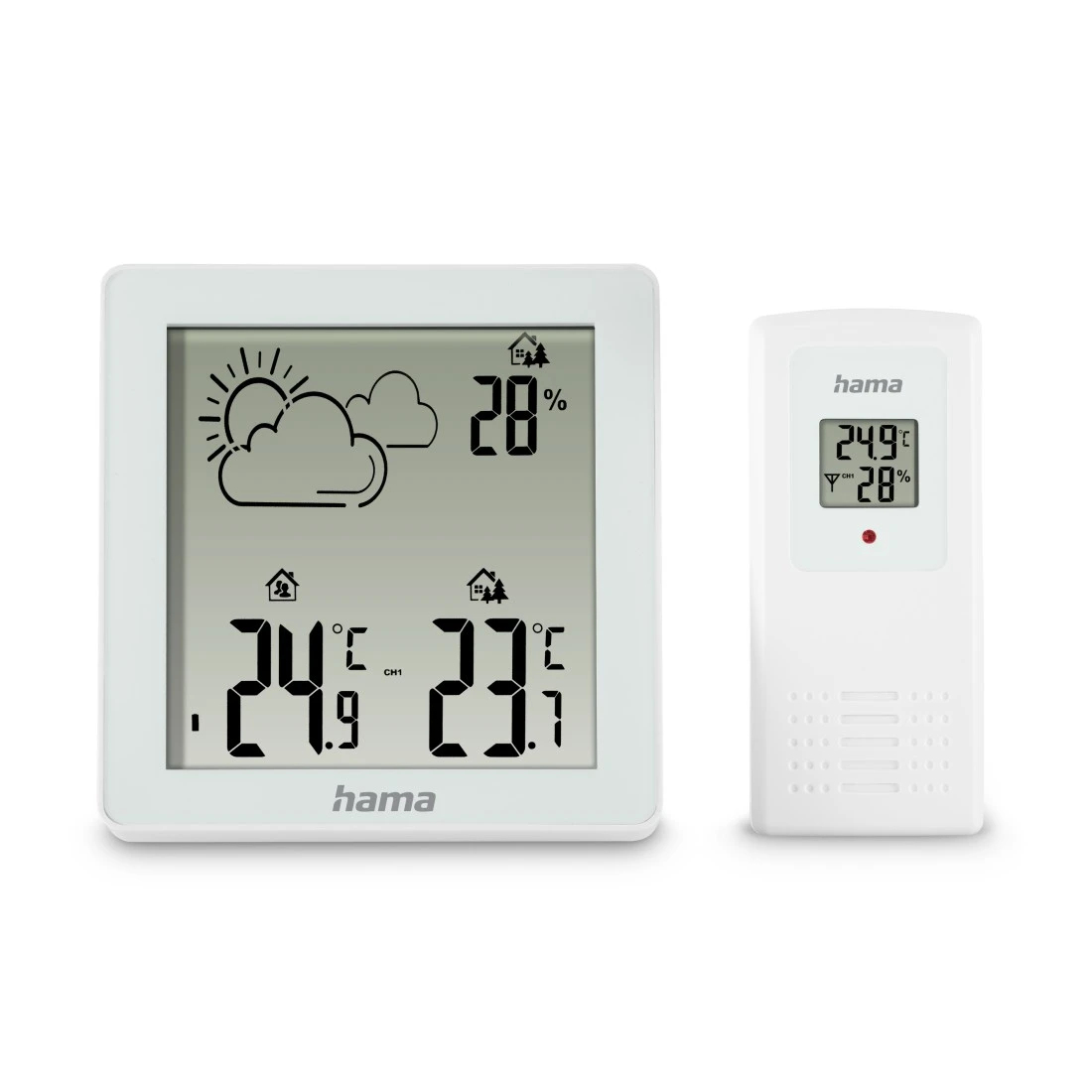 Hama Wetterstation Zakynthos, Thermometer, Hygrometer, mit Außensensor, Weiß (00222234)