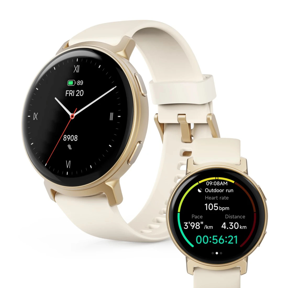 Hama Smartwatch Arion, GPS, AMOLED 43 mm, IP68 + 3 ATM, Telefonfunktion, Gold (00178664)