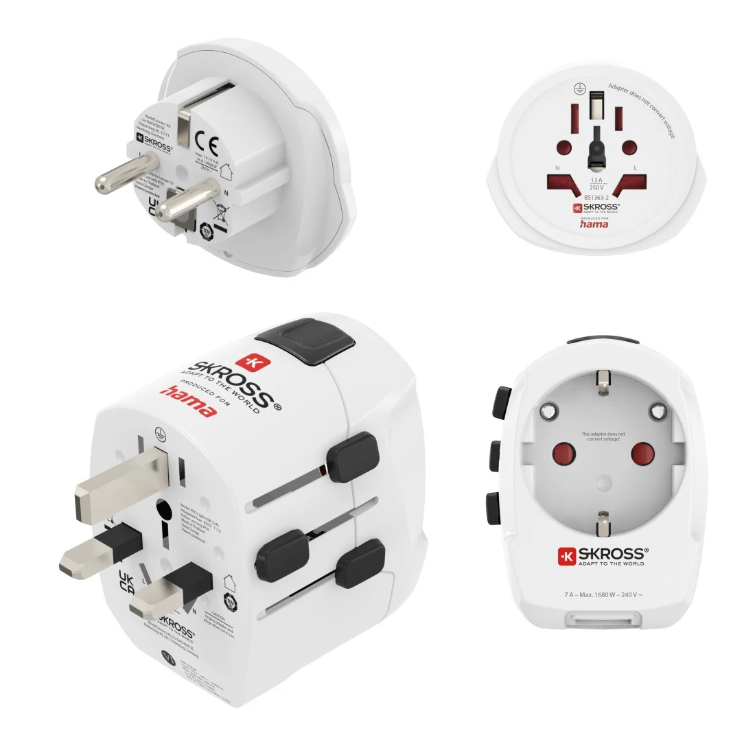 Hama Weltreiseadapter Set World Travel Pro Light USB, 3-polig, 2x USB (00223464)