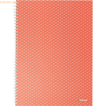 4 x Esselte Collegeblock Colour'Breeze A4 kariert 80 Blatt koralle