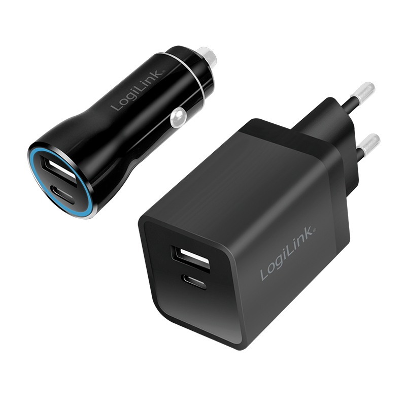 Logilink USB-A/C Charging Kit, 15 W, each 1x USB-A, 1x USB-C, Black (PA0300)