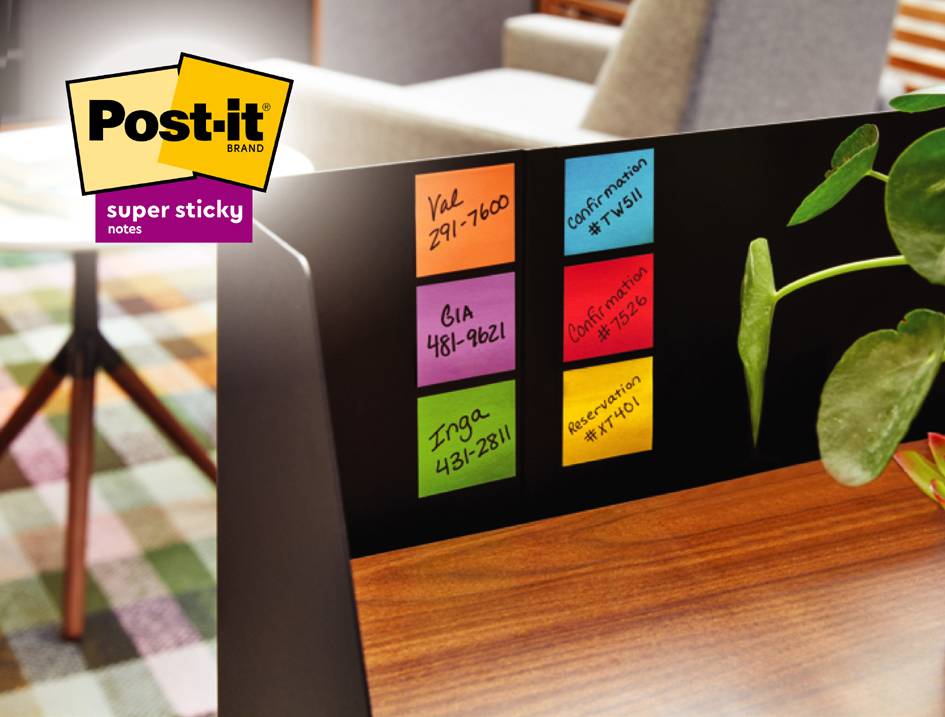 Post-it® Super Sticky Notes Carnival Haftnotizen extrastark farbsortiert, 16 Blöcke