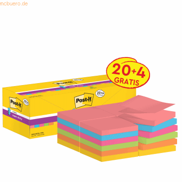 Post-it Haftnotiz Super Sticky R330 SSCOL VP24 76x76mm 24x90 Blatt