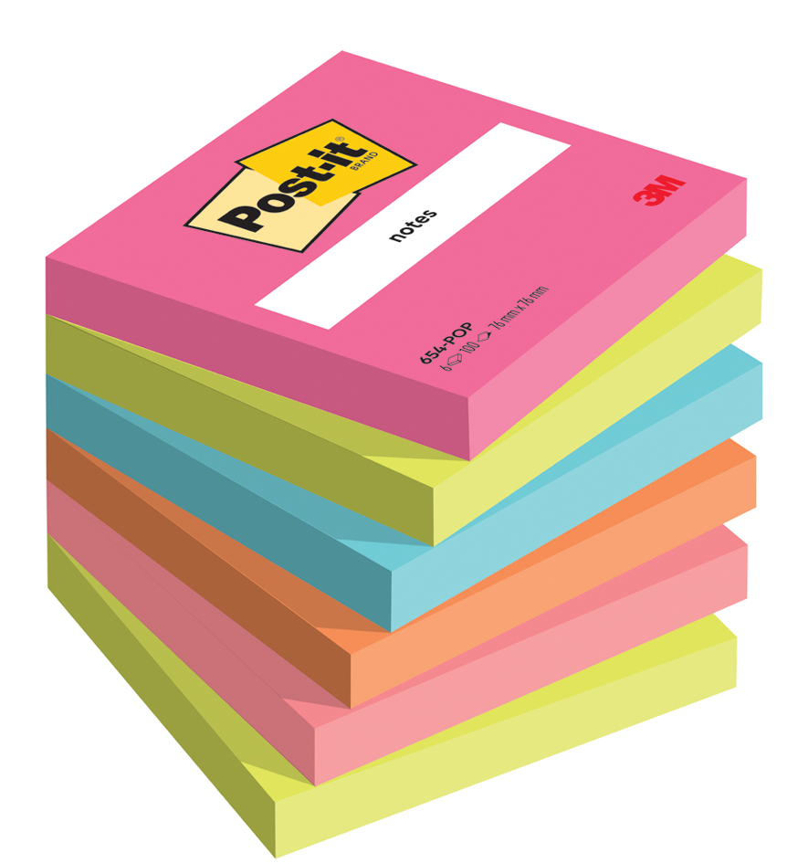 Post-it® Poptimistic Collection Haftnotizen farbsortiert, 6 Blöcke
