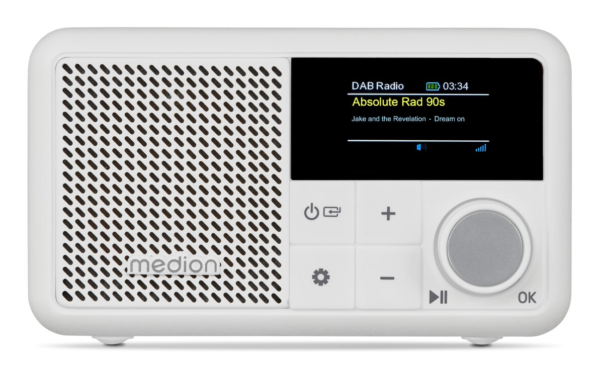 Medion LIFE S66822 Tragbares DAB+ Radio weiß Bluetooth 5.3 Akku IPX1