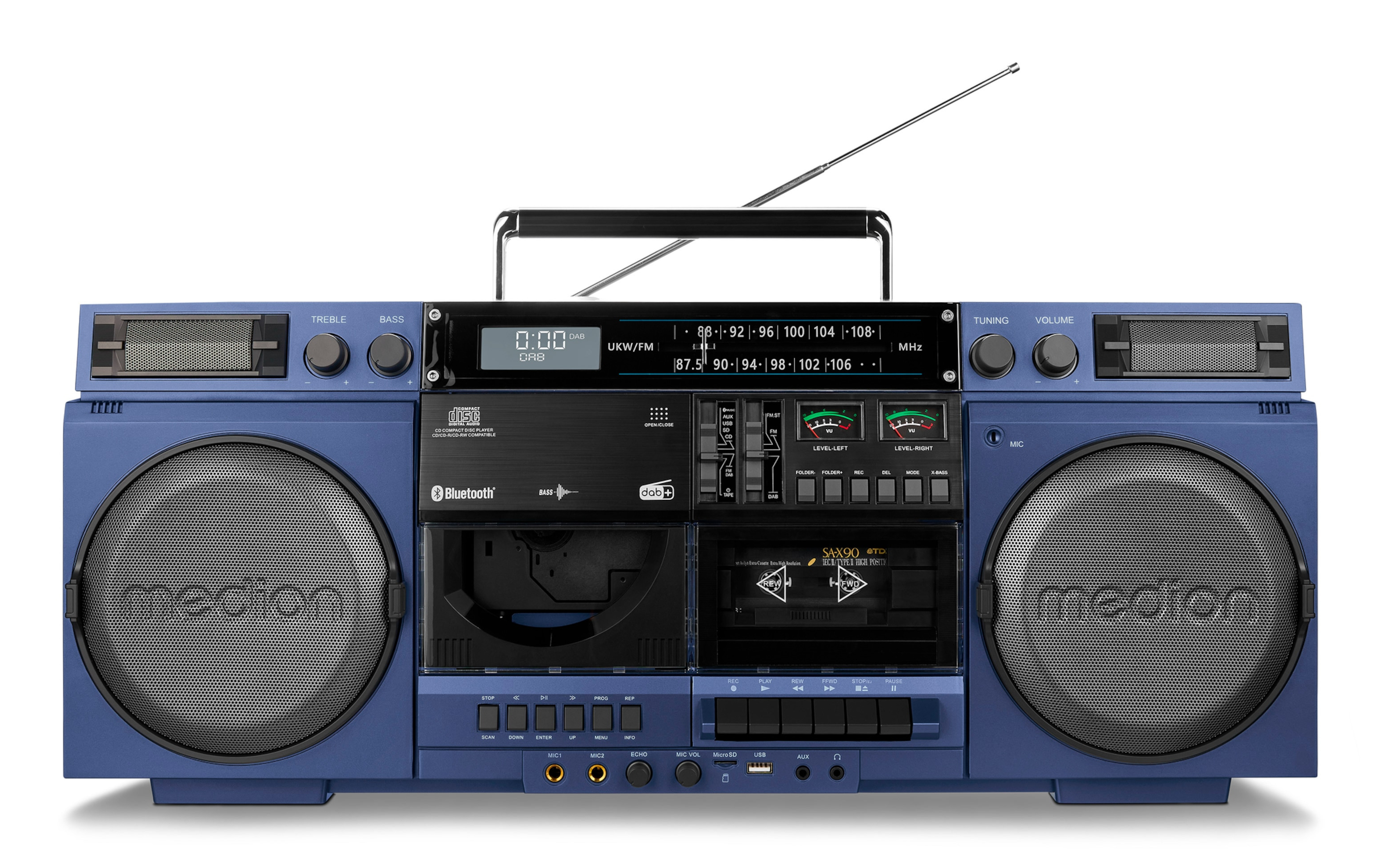 Life P66538 Boombox (MD44538) Radio-Rekorder mit CD + Kassette blau