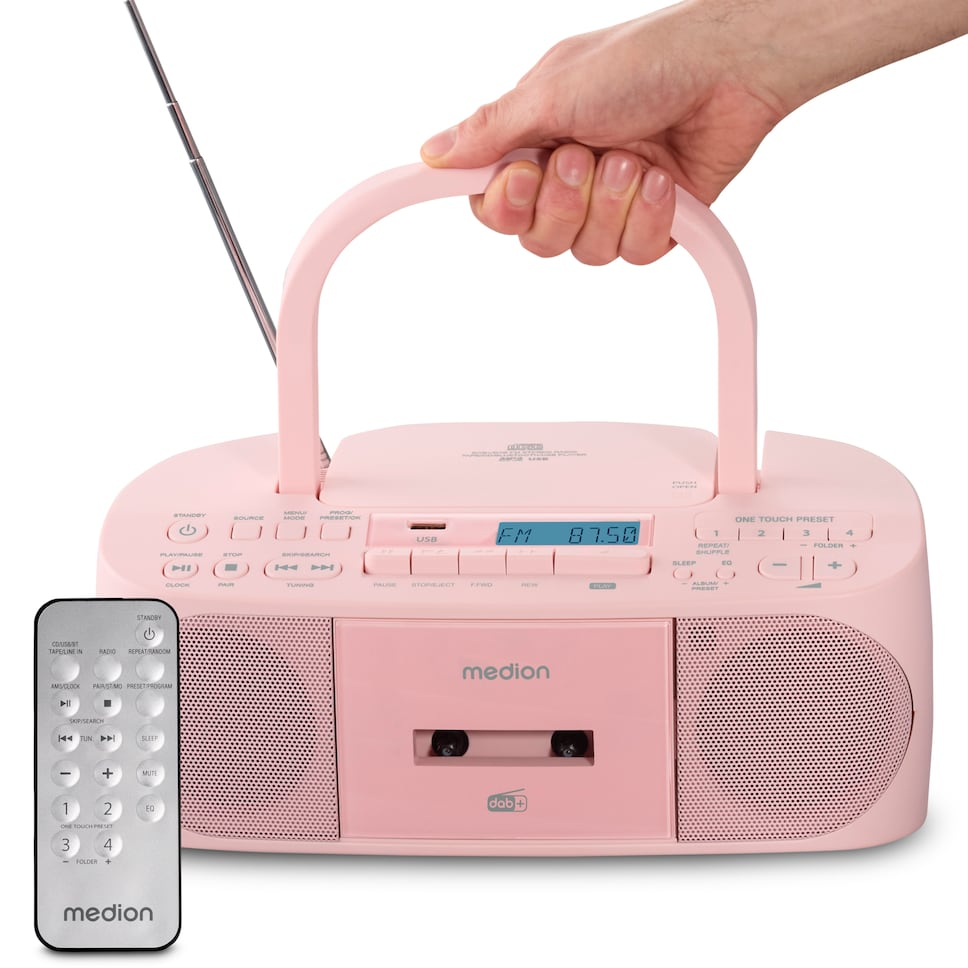Life DRX-1 Plus (MD400003) Radio-Rekorder mit CD + Kassette pink