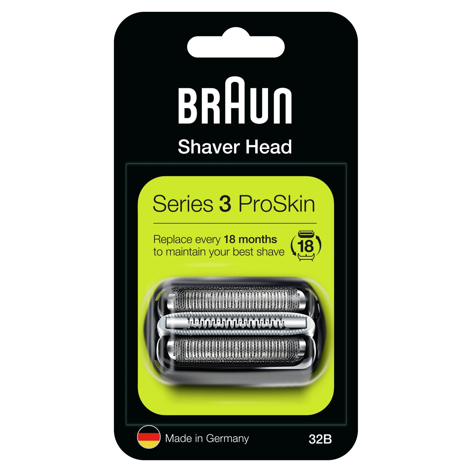 Braun Scherkopf 32B Ersatz-Scherfolie / Scherteil (Profi Ersatzteil für Braun Rasierer), schwarz (072850)