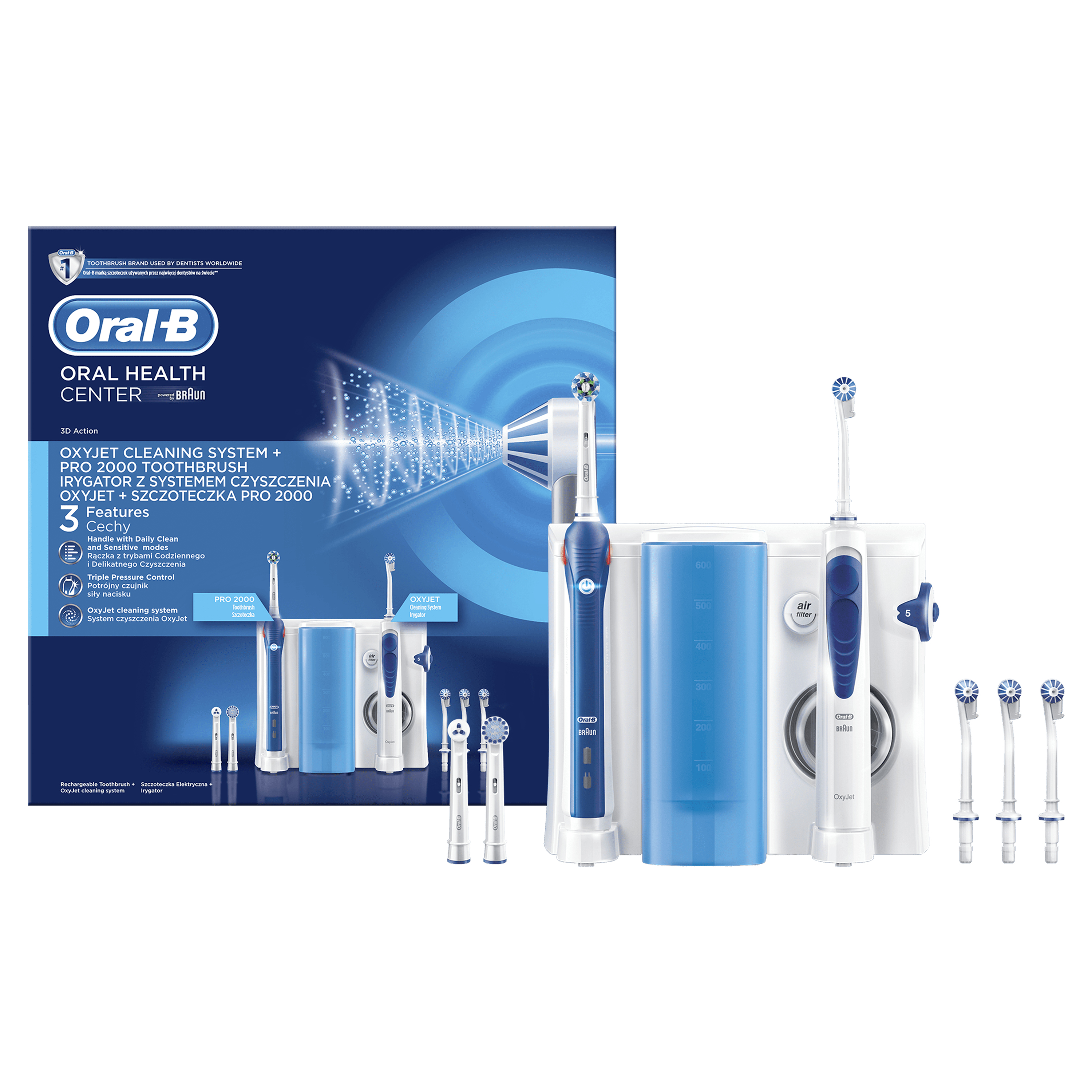 OxyJet Munddusche + PRO 2 Zahn-/Mundpflege-Kombination blau