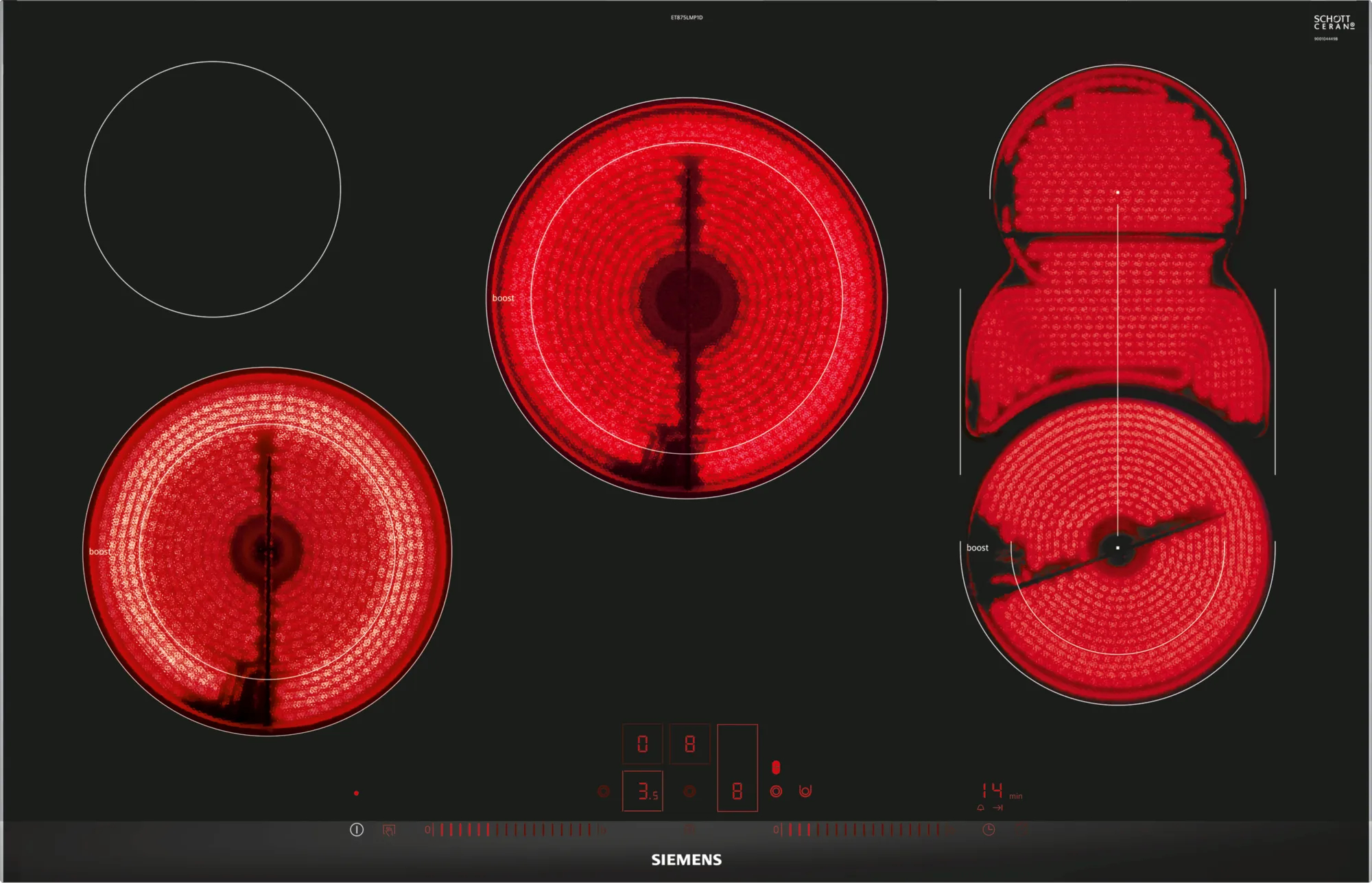 ET875LMP1D Autark-Glaskeramikfeld edelstahl/Facette
