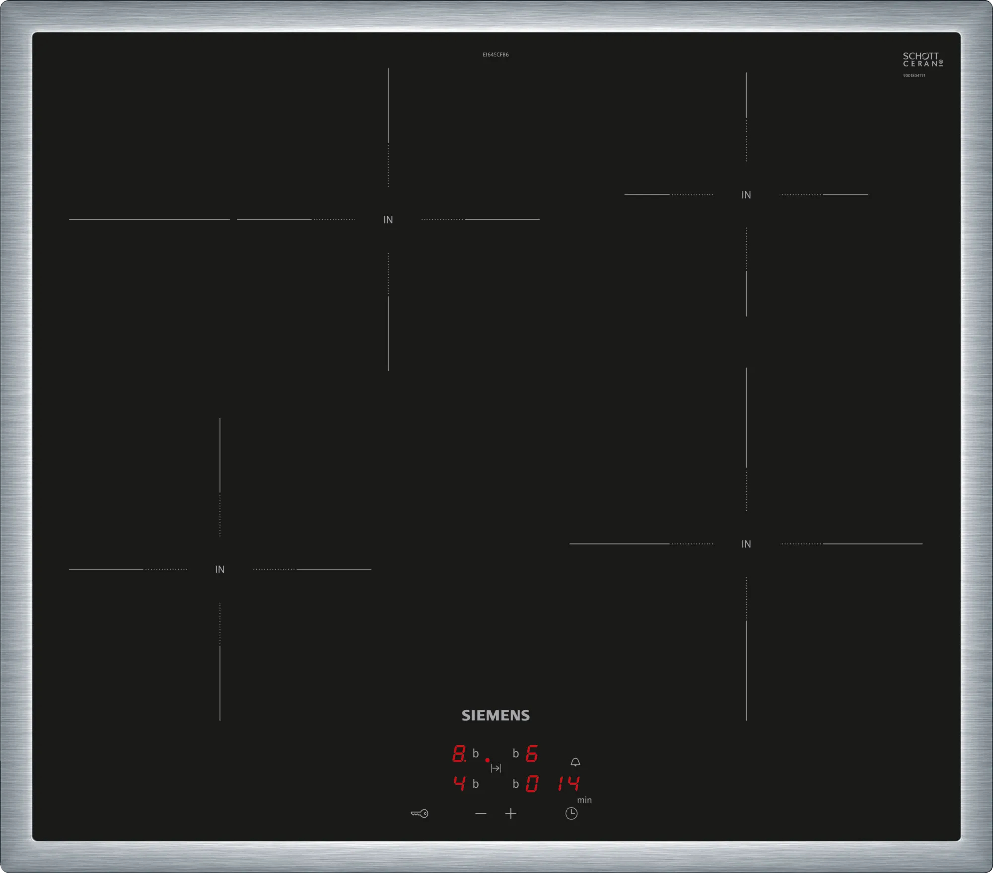 EI645CFB6E Glaskeramik-Induktions-Kochfeld edelstahl