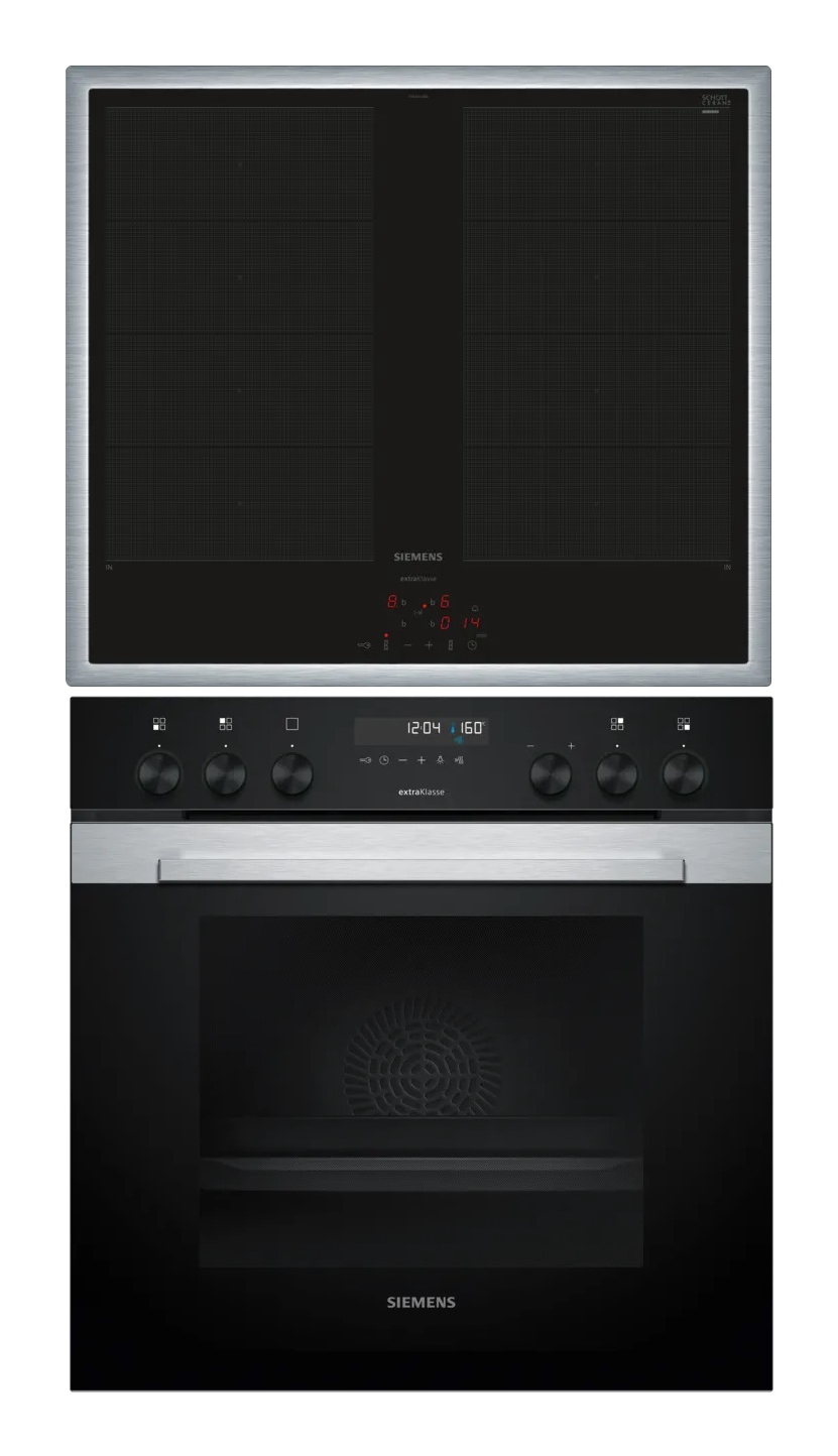 MKP3VB64 Herdset mit Induktionskochfeld bestehend aus HE378HBS4 + EY645CXB6M edelstahl + edelstahl
