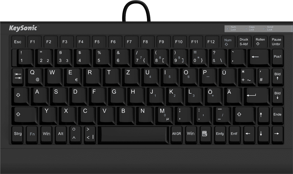 KeySonic ACK-595C+ kabelgebundene Mini Tastatur - QWERTY US - schwarz