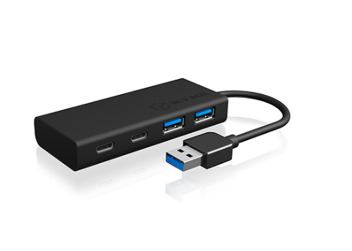 ICY BOX IB-HUB1426-U3 - USB 3.2 Gen 1 (3.1 Gen 1) Type-A - USB 3.2 Gen 1 (3.1 Gen 1) Type-A - USB 3.2 Gen 1 (3.1 Gen 1) Type-C - 5000 Mbit/s - Schwarz - Aluminium - Kunststoff - 0,1 m (IB-HUB1426-U3)