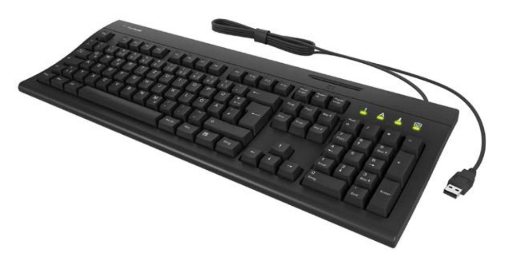 KeySonic Tastatur KSK-8041U-CR, Kabelgebunden Full-Size Tastatur für Windows, Plug & Play, Smartcard-Lesegerät (KSK-8041U-CR)
