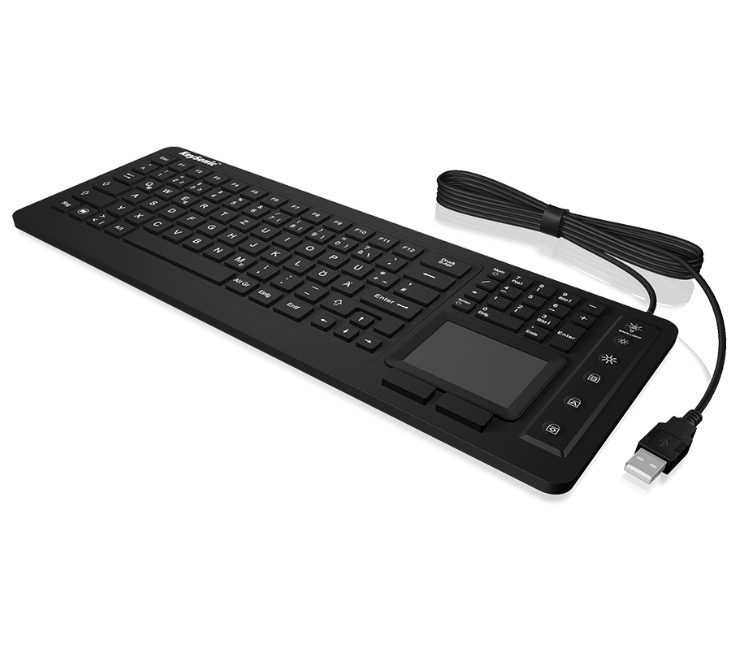 KeySonic KSK-6231INEL kabelgebundene Hygienetastatur mit Touchpad - QWERTZ DE - schwarz
