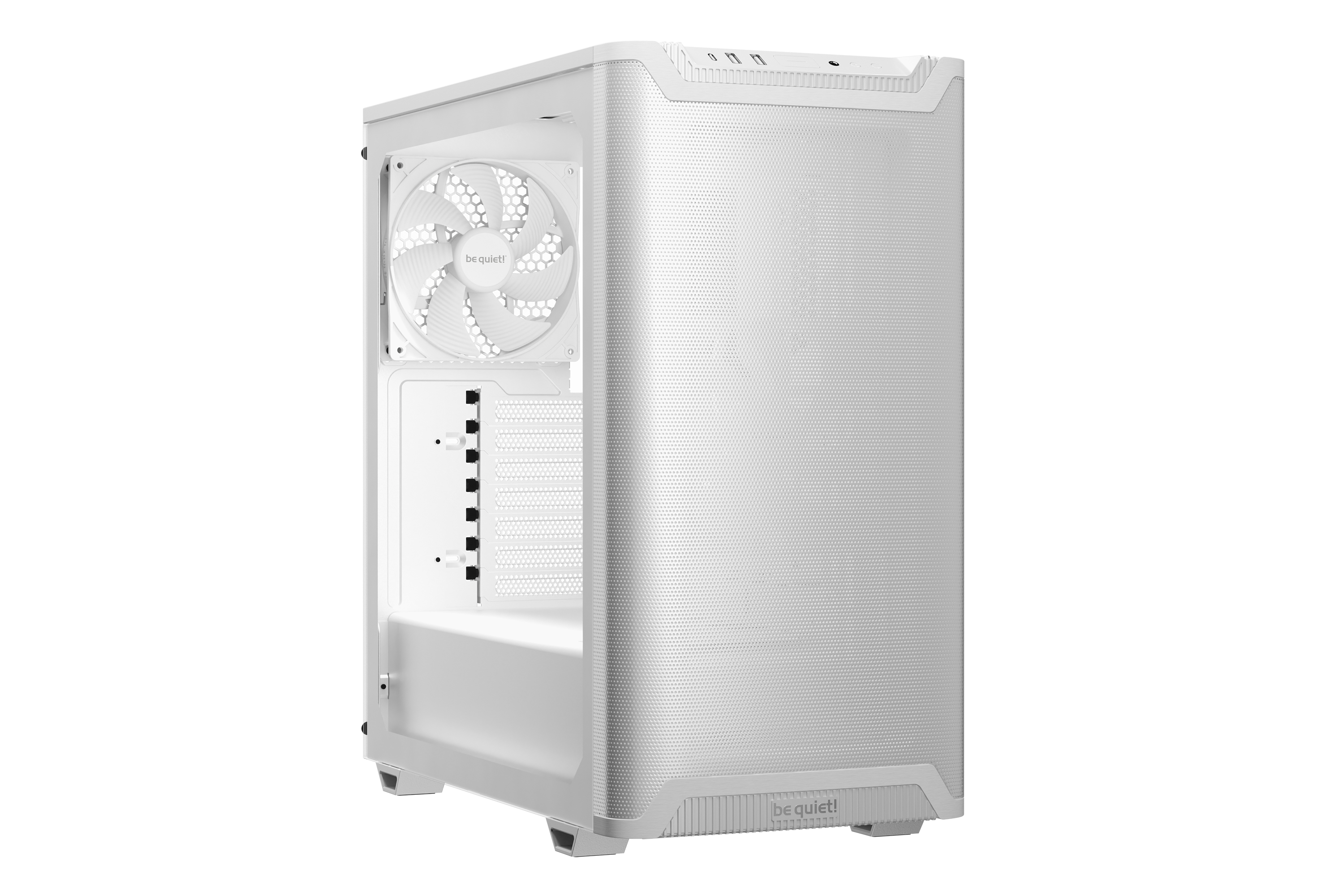 be quiet! Pure Base 501 Airflow Window - Midi-Tower - ATX - Seitenteil mit Fenster (gehärtetes Glas) - keine Spannungsversorgung (ATX / PS/2) - weiß - USB/Audio (BGW75)