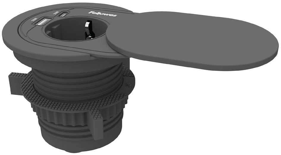 Fellowes Tisch-Einbausteckdose Power Spot, Typ F, schwarz