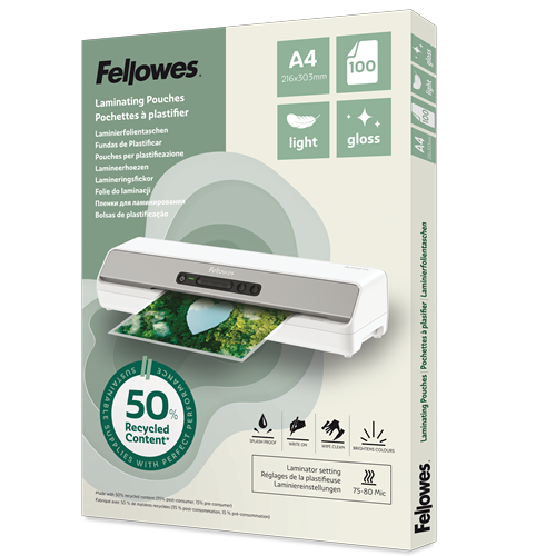 Fellowes Laminierfolientasche, DIN A4, glänzend, 160 mic