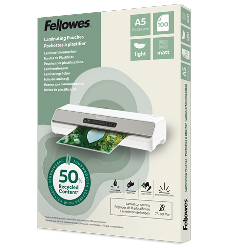 Fellowes Laminierfolientasche, DIN A5, matt, 160 mic