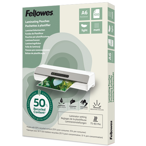 Fellowes Laminierfolientasche, DIN A6, matt, 160 mic