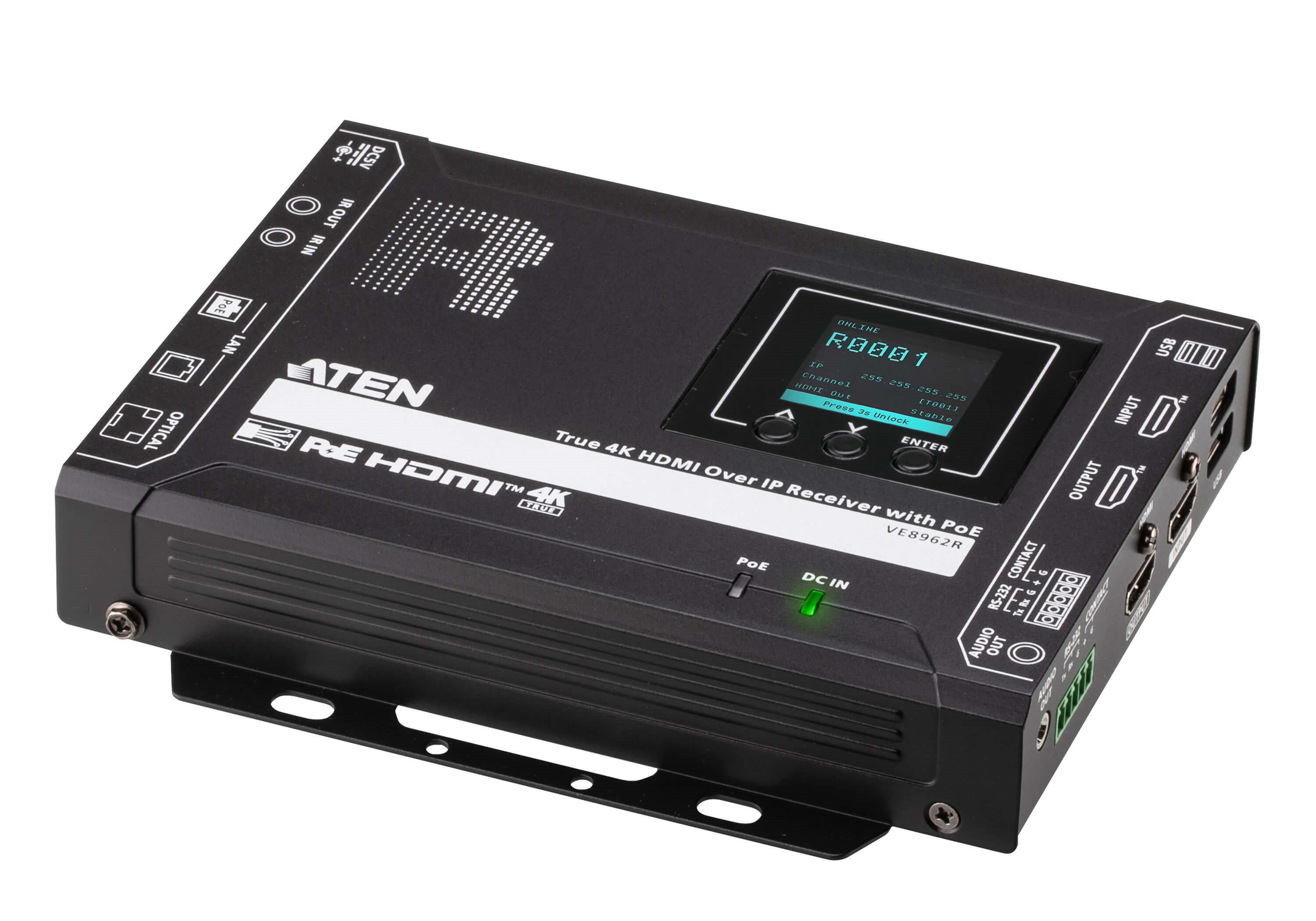 Aten True 4K HDMI over IP Receiver support and IR / RS-232 / Ethernet (WebGUI) Control and Daisy-Chainable (VE8962R-AT)