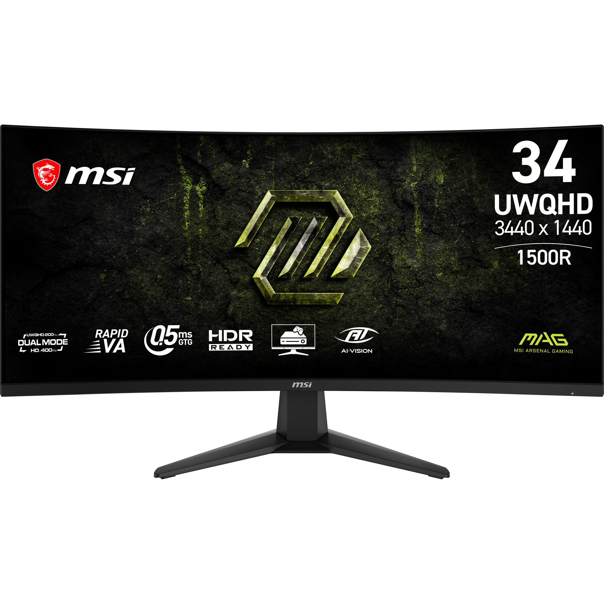 86,4 cm (34) 3440 x 1440 Pixel MSI 9S6-3DD71M-019 21:9 UWQHD Rapid VA 0,5 ms 200 Hz HDR HDMI DisplayPort VESA (9S6-3DD71M-019)