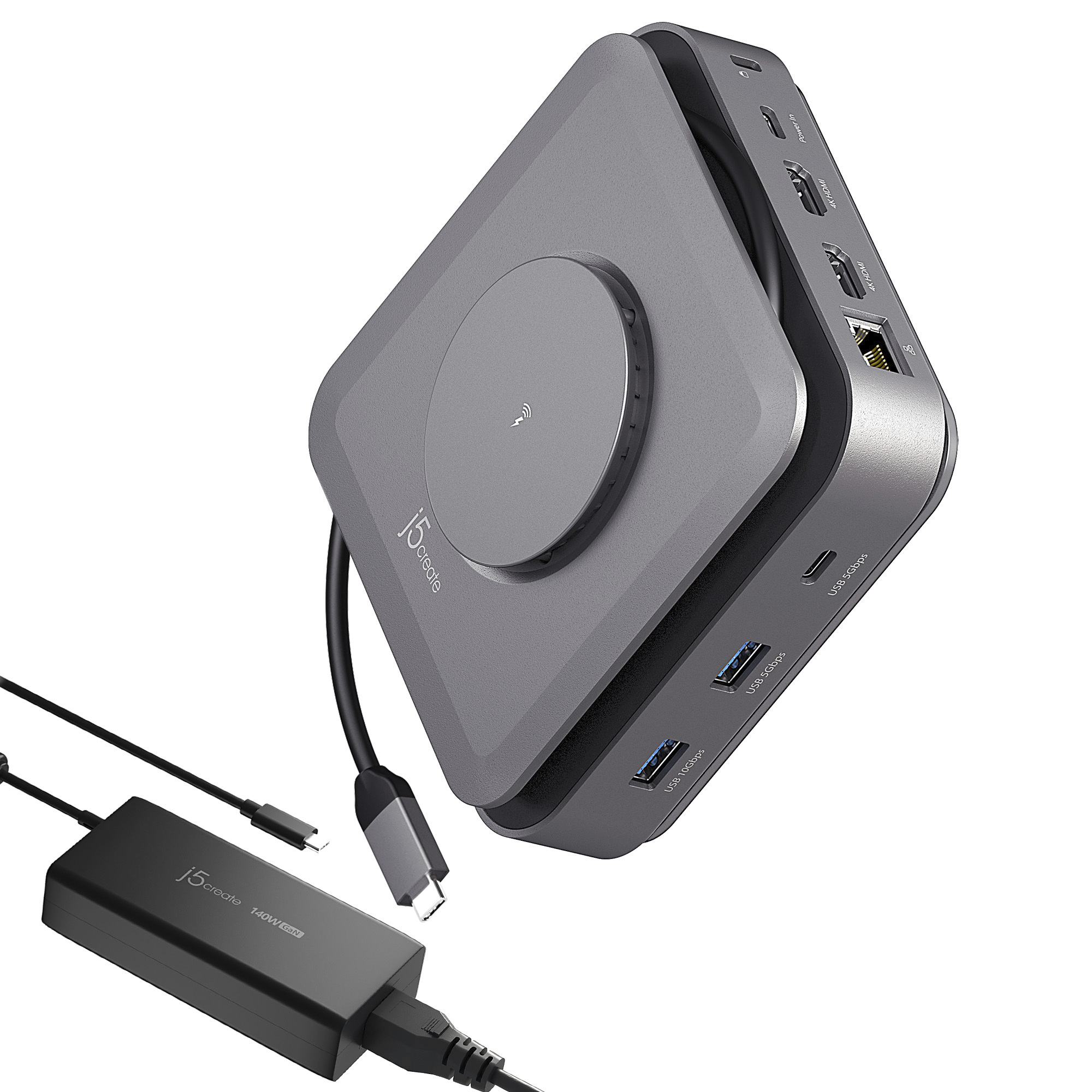 j5create USB-C DOCK DUAL 4K HDMI GAN 140W PD3.1 POWER ADAPTER (JCD3199P-EN)